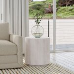 Layne Solid Wood Round End Table - Milk White - Image 6