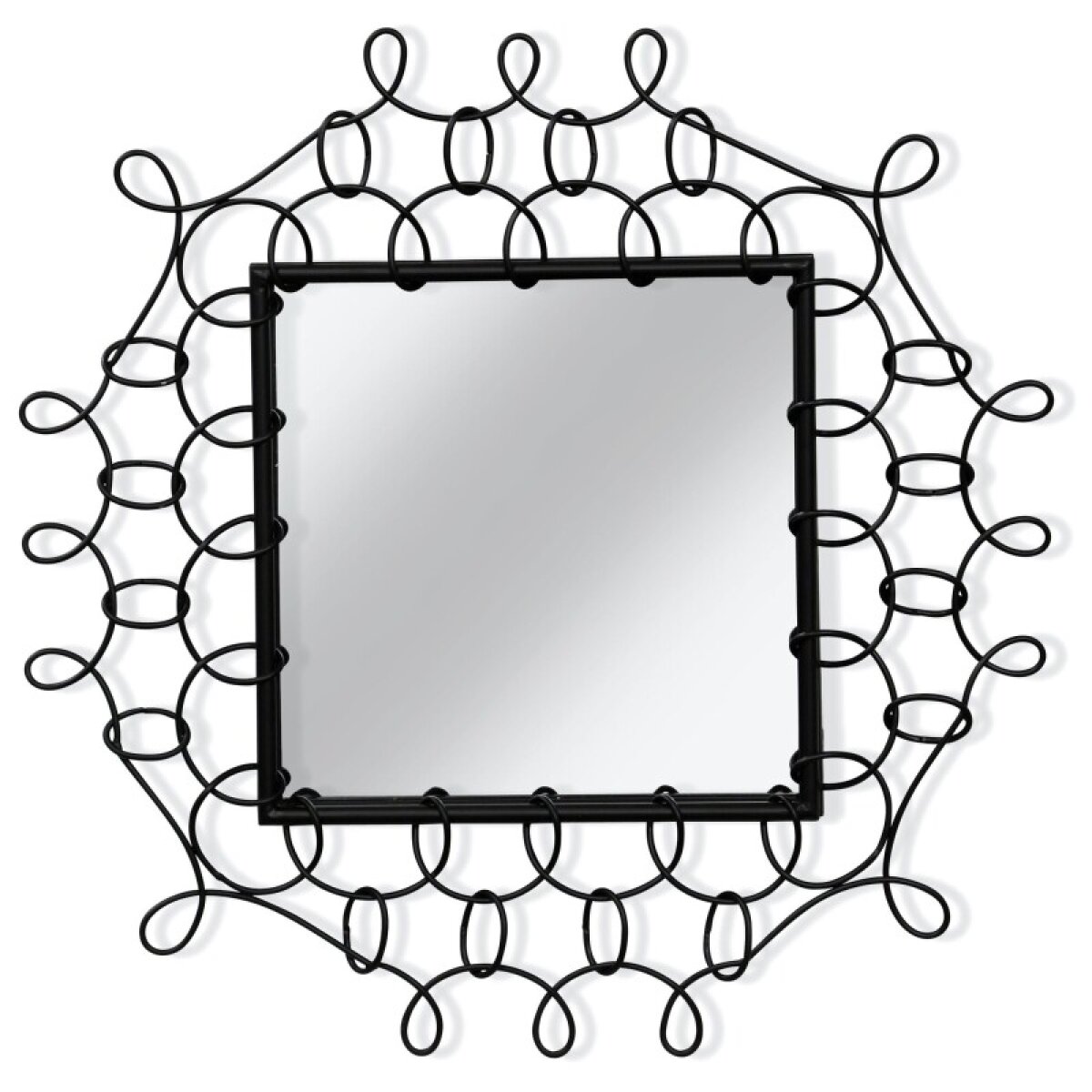 942ce9094b4df08001e5c8b946c82ce0 Black Chain Link Square Wall Mirror With Black Metal Open Looped Frame - Image 1