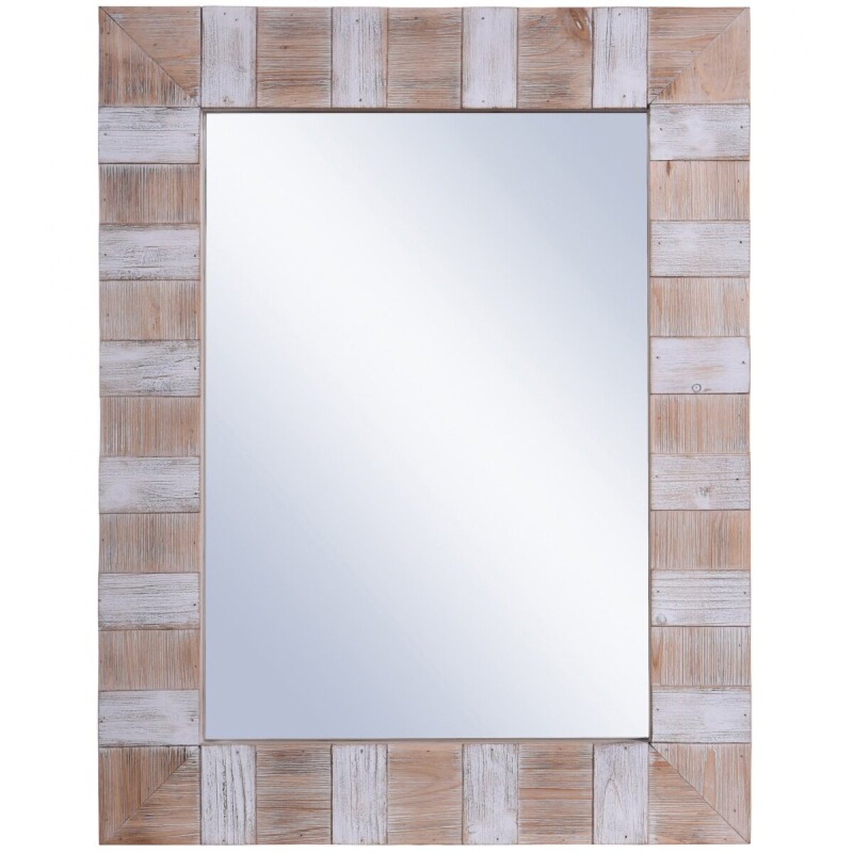 943bc46c163f64fc634f542372132dc0 Natural And White Mirror Distressed Striped Frame With Faux Wood Veneer - Image 1