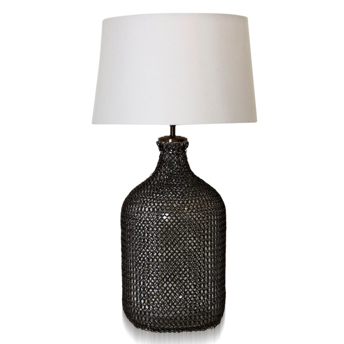 94df0b4c235f3610e48a18aaaa8c574e Webbed Glass Clear Glass Body Wrapped In Metal Mesh Net Table Lamp - Image 1