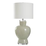 Andren Table Lamp | Gray Finished Ceramic Body With Crystal Base | Hardback Shade