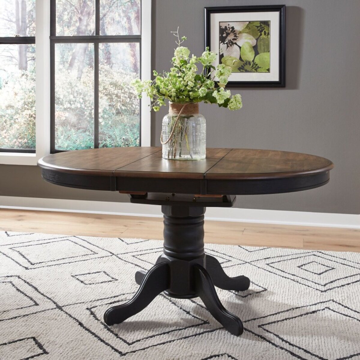 955a01e9cf495c12e3a4ff66ebe5a9f5 Carolina Crossing Pedestal Table Set- Black - Image 1