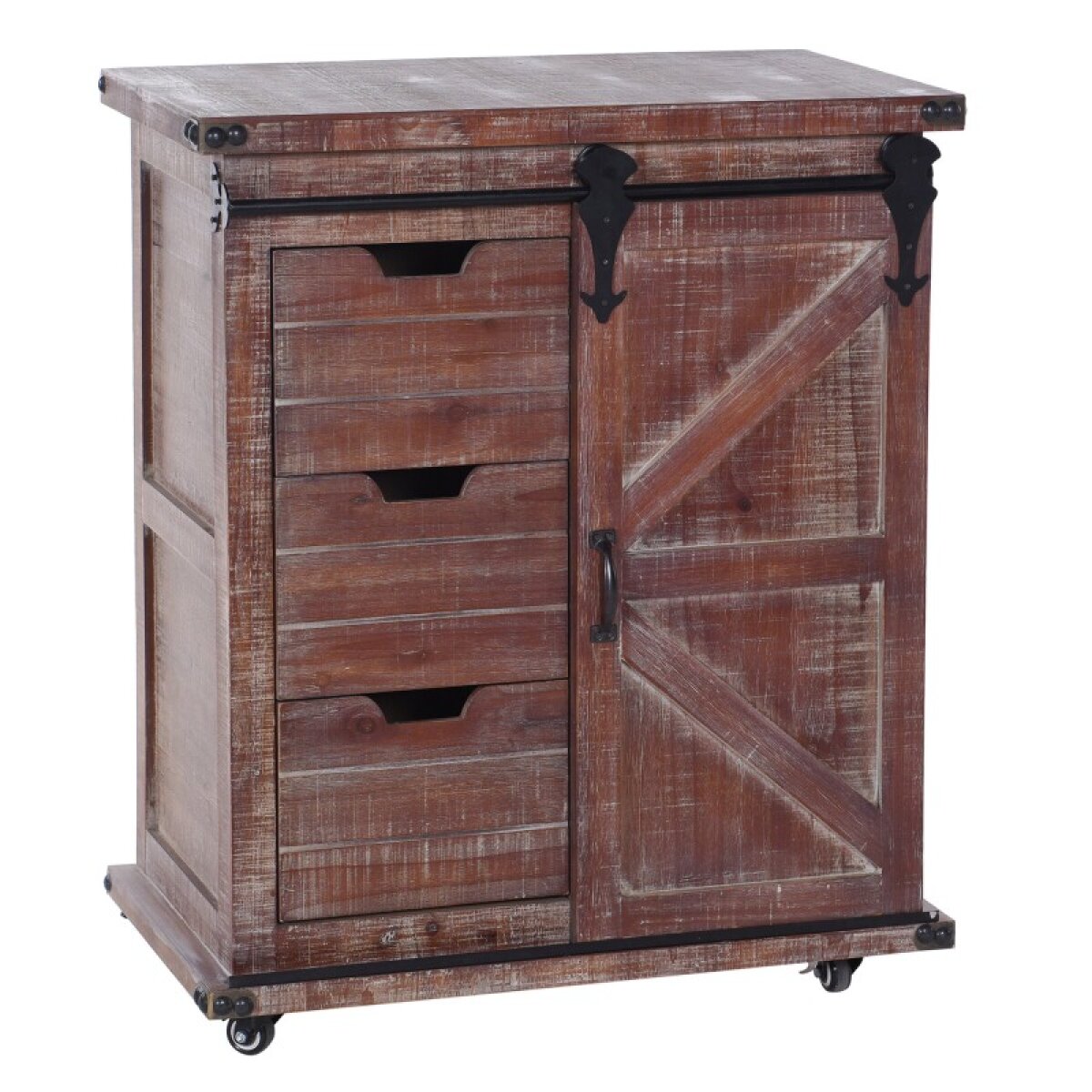 95d70dae8261a784f803c398258e2fd1 Graham Cart Cabinet With 1 Door 3 Drawers In Natural Wood Finish With Locking - Image 1