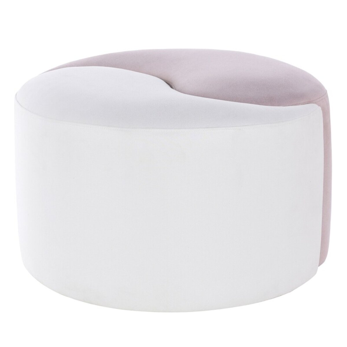 9701fbd5f699f4ffa695fb258716df94 Dann Foley Lifestyle Pouf Ottoman Yin Yang Functional Two Piece In White And Blush Pink Velvet - Image 1