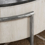 Honor Solid Wood Round Coffee Table - White Wash/gray Stone - Image 8