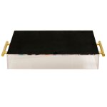 Songbook I Acrylic Tray | Abstract Print On Acrylic With Gold Handles - Image 4