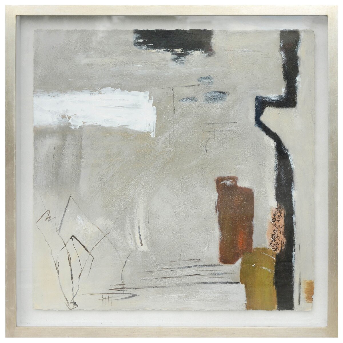 9a6618bdf2472b3b4d1e1db960325c2b Encounter Framed Art | Hand Painted Abstract On Paper Matted Behind Glass | 2 Inch Frame - Image 1