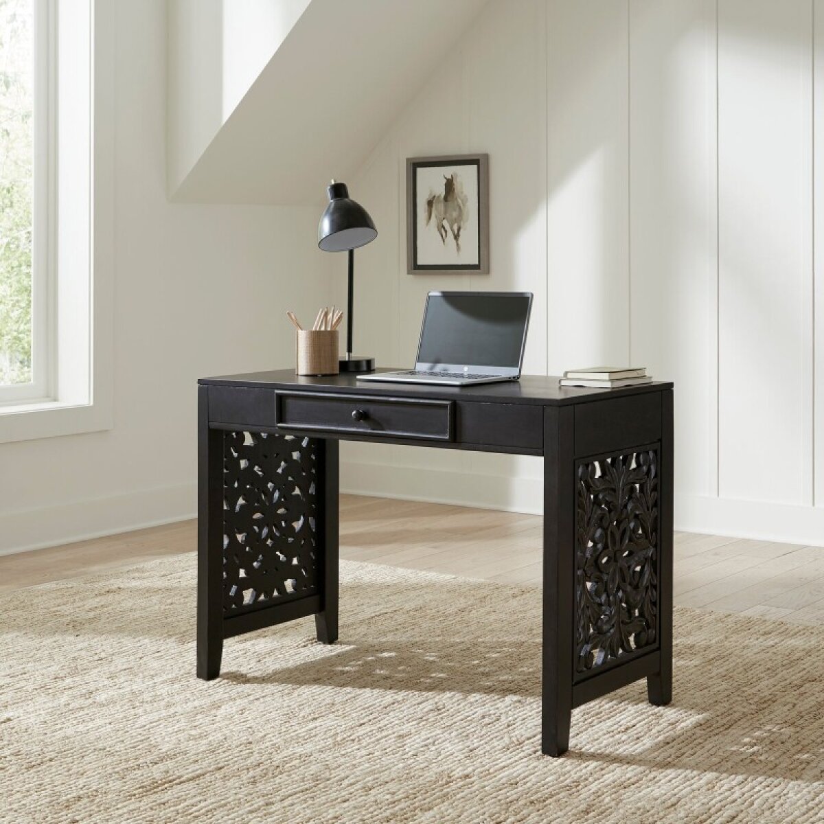 9b814d83e51aeb9aa84c981a5f44e0cb Trellis Lane Accent Writing Desk- Black - Image 1