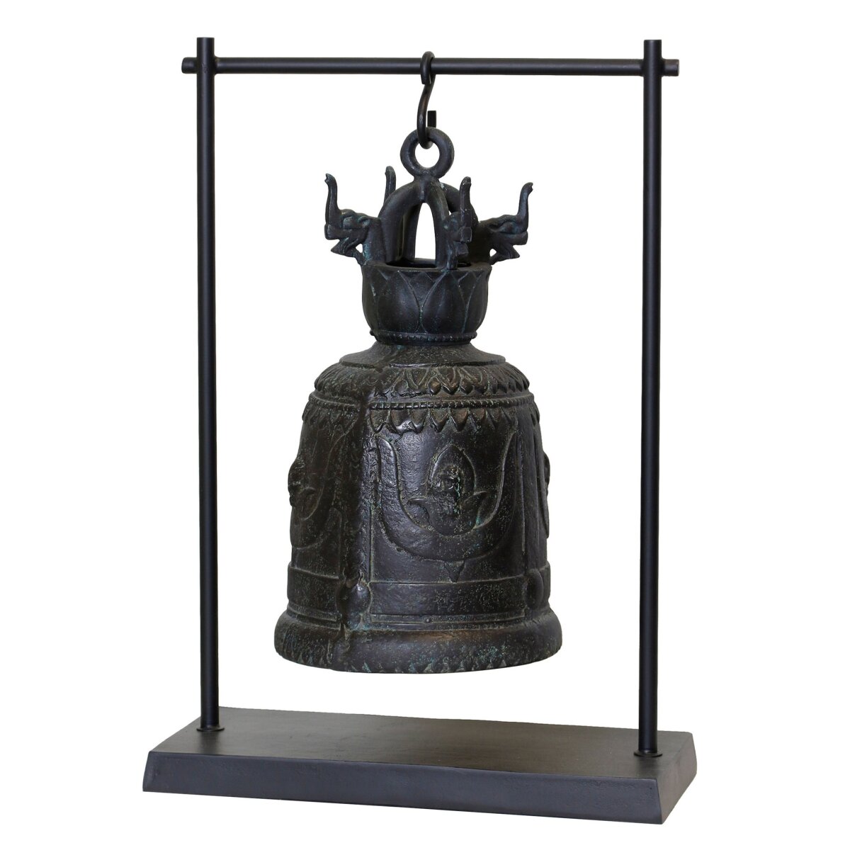 9bb7c29da59f2f632b2d142cc7f00d6a Gola Antique Bell- Large | Matte Verdigris Finish On Aluminium With Matte Black Base - Image 1