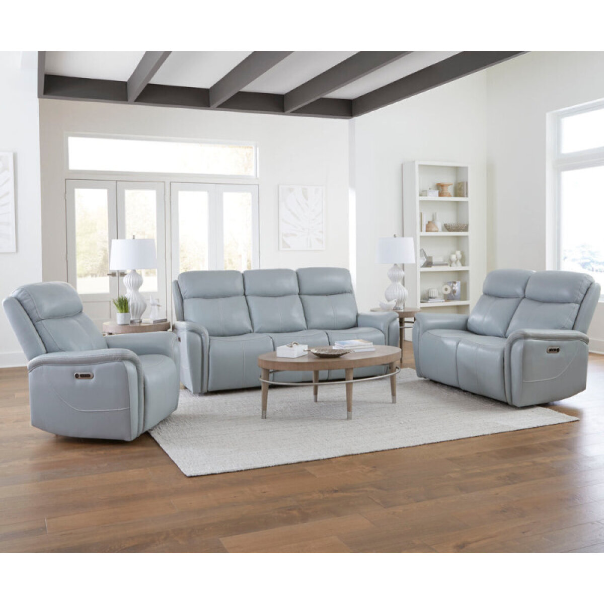 9bcbc7b2eef744b179622e4505e9a0d6 Cascade - Sea Mist Grey Power Sofa Group - Image 1