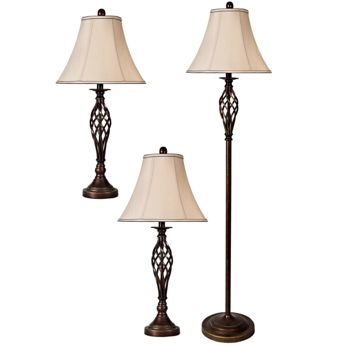 9c3dad0b469a259338b80d0692cd3c64 Qb-barclay Brass Multi Pack Set Includes 2 Table Lamps Floor Lamp Natural Linen Shades - Image 1