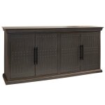 Smokey Gray Sideboard 4 Door Solid Pine Wood Body With Mdf Back And Doors