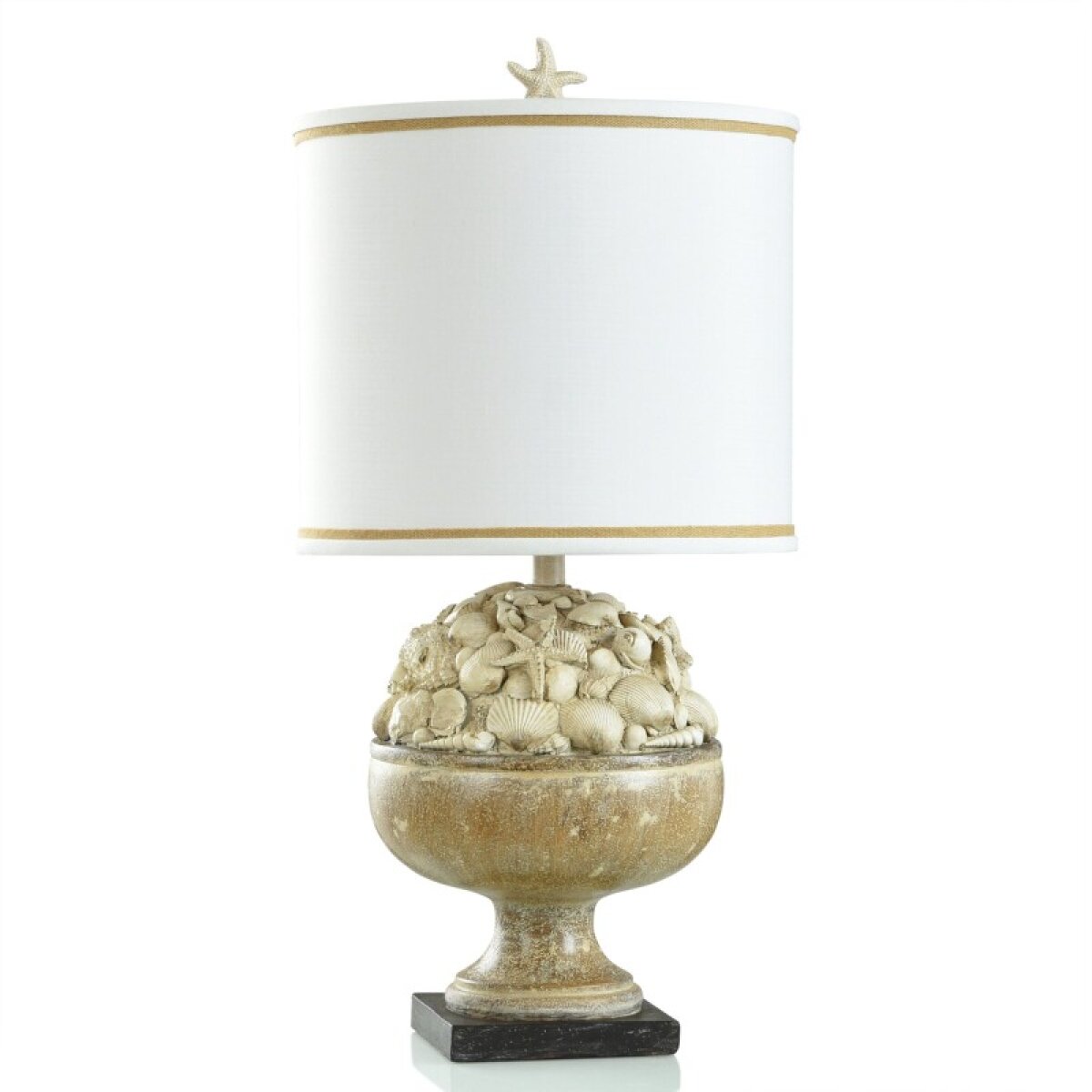 9ca77c7246b2eca6de1cf943dc2c7f58 Shores Beige Table Lamp Coastal Sand Finish And Seashell Motif - Image 1
