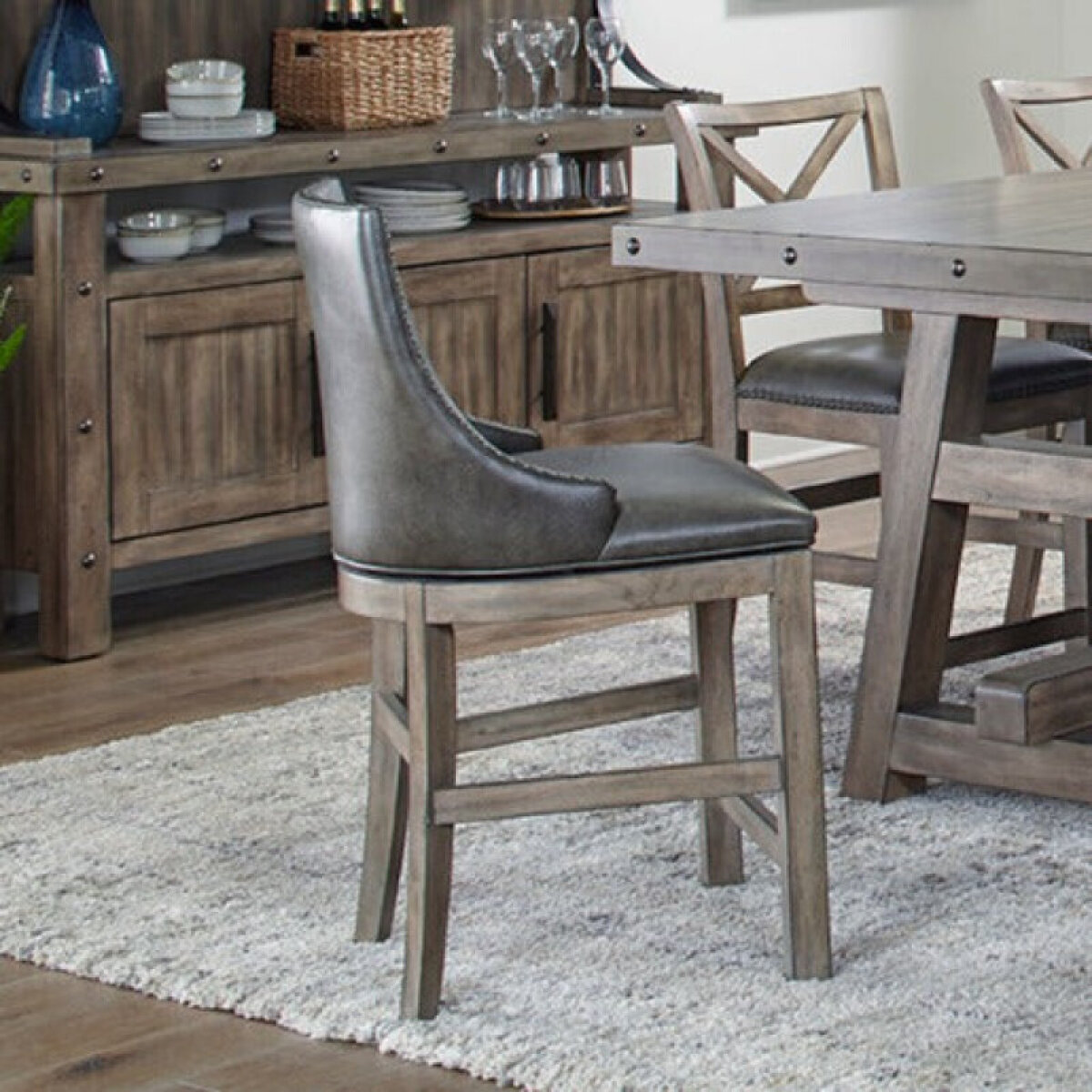 9ceaa3f84ec3fbfaef95f19e87e9d34e Lodge Dining Swivel Counter Sling Chair (2/ctn Sold In Pairs) - Image 1