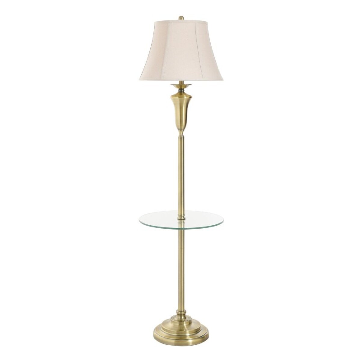 9d955a3e01282fbd83e7bd370260d0c8 Antique Brass Steel Table Floor Lamp With Natural Linen Fabric Shade - Image 1