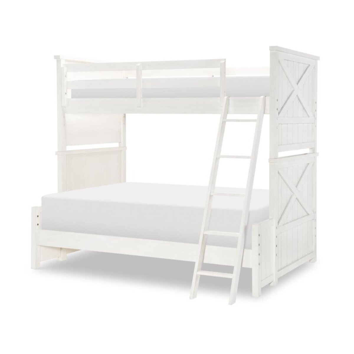 9da980022c8d7f5c6a83d0eb4bf252b9 Complete Twin Over Full Bunk Bed White Finish - Image 1