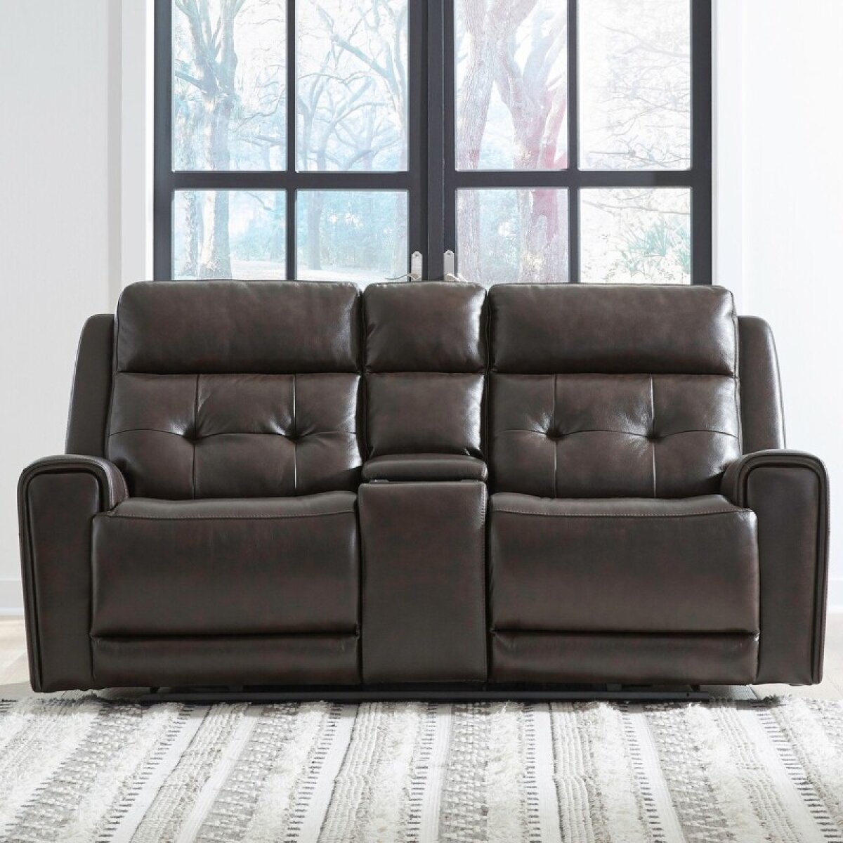 9dba1cb9d69a524ad27d8c106732ddcb Carrington Loveseat w/Console P3 & ZG - Dark Brown - Image 1