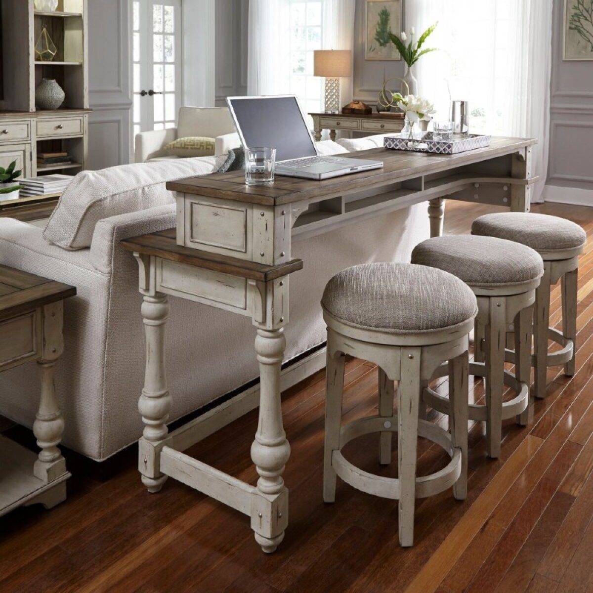9e28eca63ea2b6f66e0c48d34dd25e64 Morgan Creek 4 Piece Console Set (1-Console 3-Stools) - Image 1