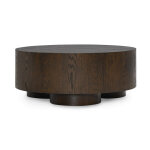 Runa Solid Wood Round Coffee Table - Coffee Brown