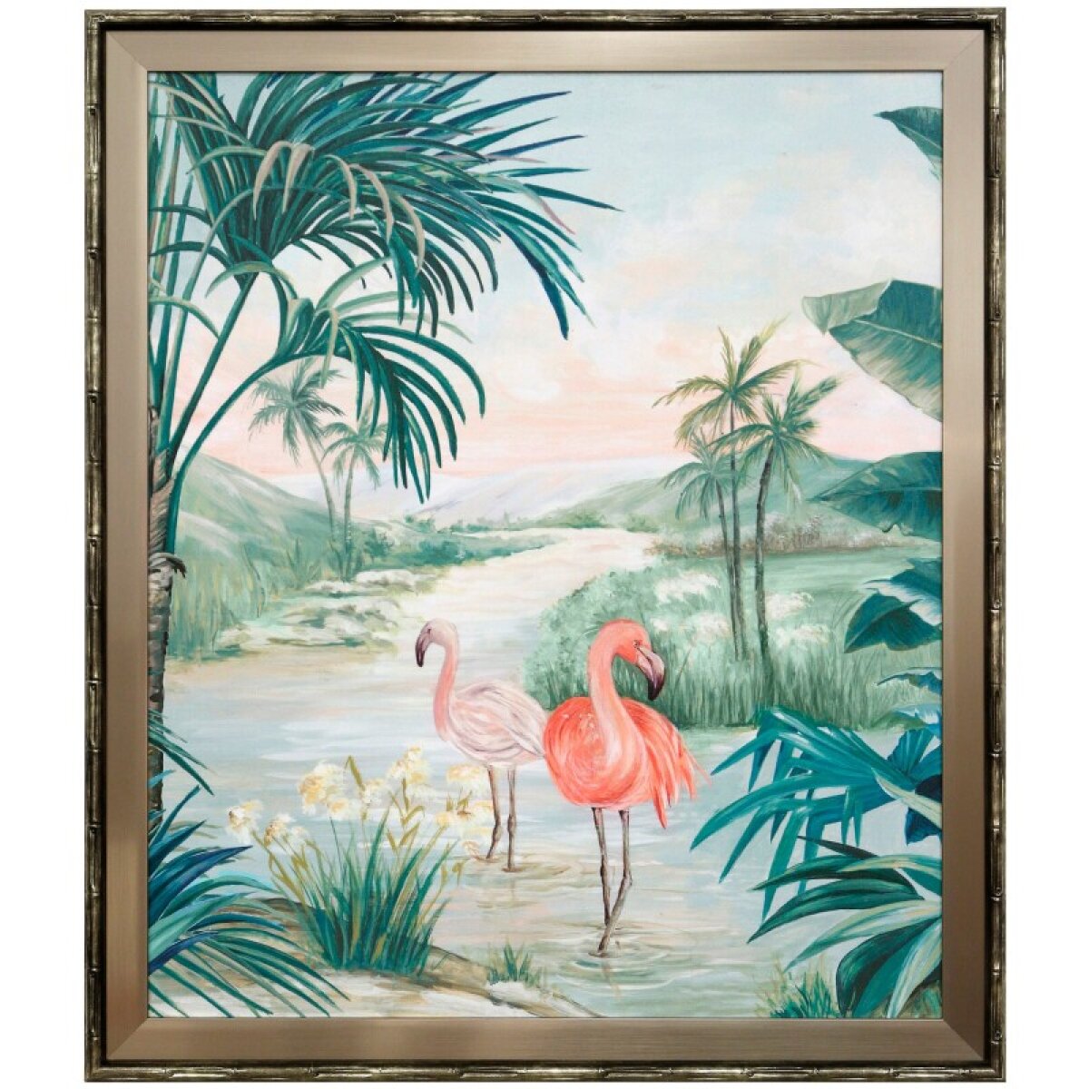 9f224d67e987363890724b6ebf2017b0 Flamingo Dream Textured Framed Print - Image 1