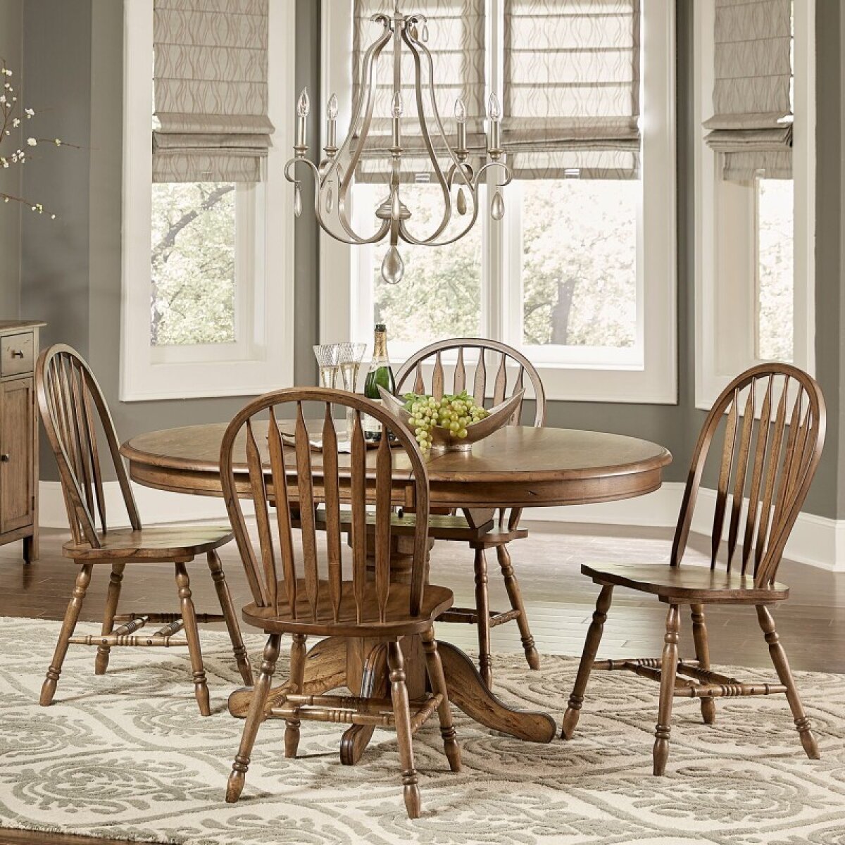 9f2b895e3f1f9f60e03c2b18098448ae Carolina Crossing 5 Piece Pedestal Table Set - Image 1
