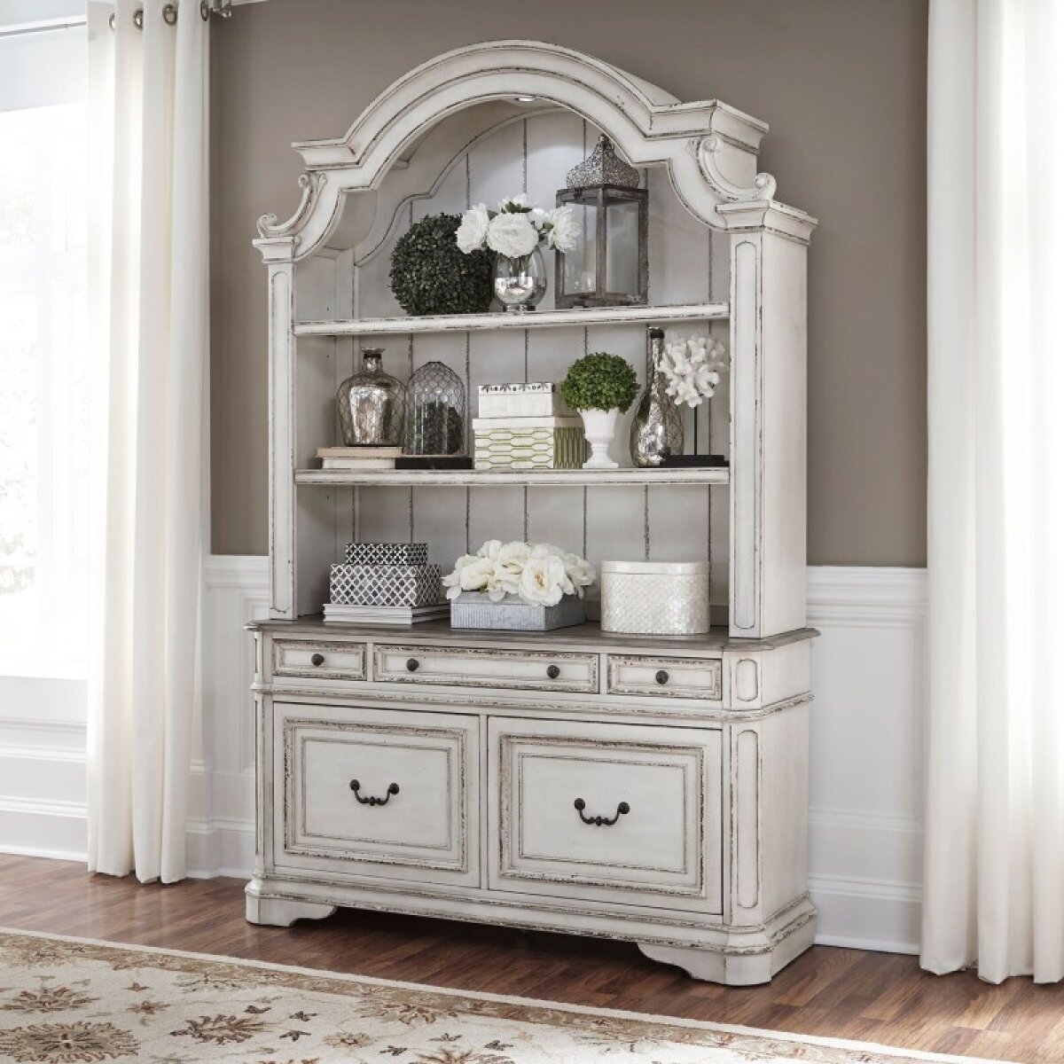 9fcf15ad0b93029935564ab63dfba3e2 Magnolia Manor Opt Credenza & Hutch - Image 1