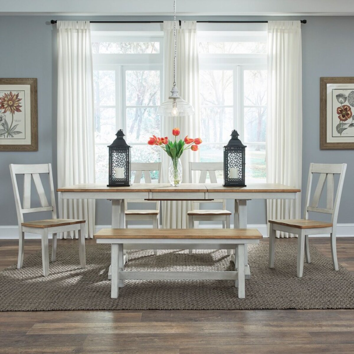 a06478383f4f356d2e40846f8ab9fa11 Lindsey Farm 6 Piece Trestle Table Set - Image 1