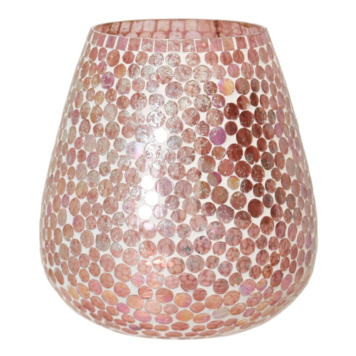 a0cd94e8a8bf52b2408e3f44240e71a5 Pink Mosaic Glass Vase - Image 1
