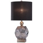 Richmond Table Lamp | Smoke Finish On Glass Body With Brass Finish On Metal Body | Hardback Shade - Image 2