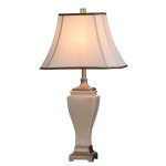 Cream Crackle Cream Crackle Design Table Lamp With Trimmed Square Cut Corner Shade - Image 3