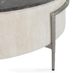 Honor Solid Wood Round Coffee Table - White Wash/gray Stone - Image 4