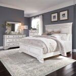 Abbey Park King Panel Bed, Dresser & Mirror, Chest