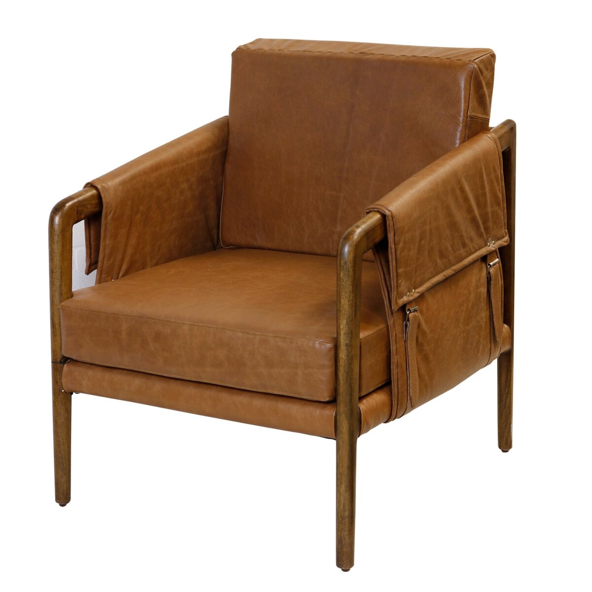 a376af9f18588906e478e3d912467ab4 Alexi Side Chair | Brown Leather On Walnut Finished Mango Wood Frame - Image 1