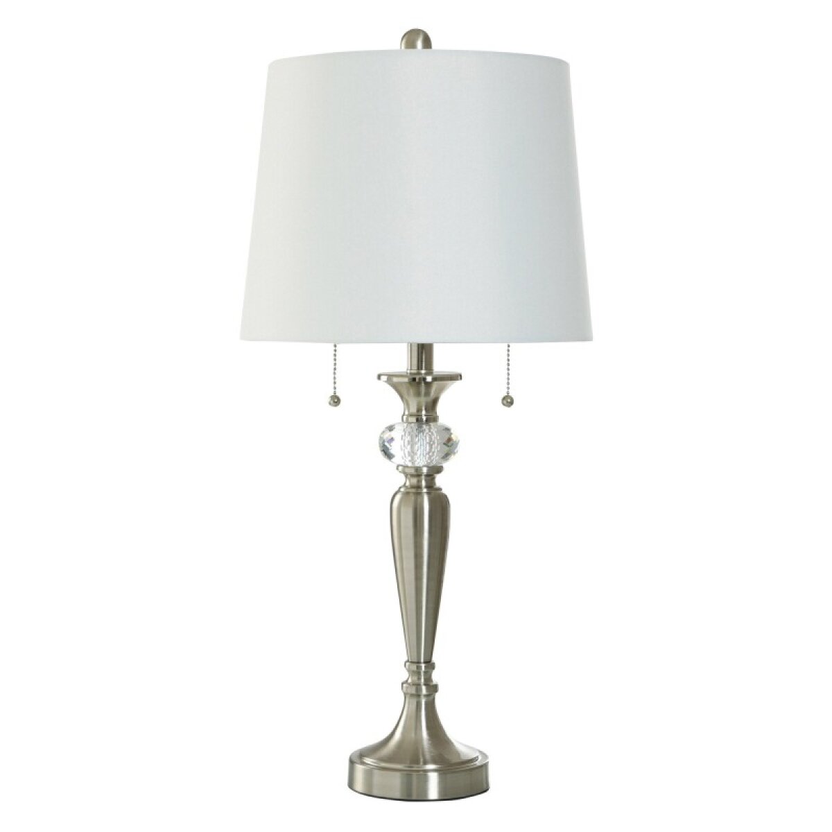 a3a2096c6a43807f464d770e7abb8ba1 Brushed Steel Steel And Crystal Table Lamp - Image 1