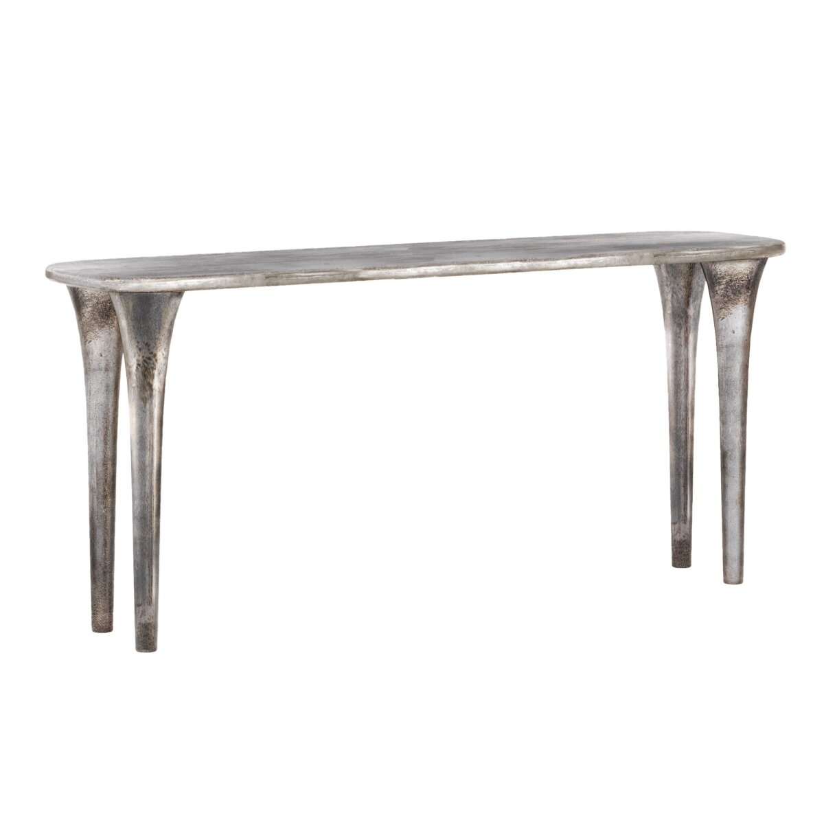 a4aec5a64cf68b96e5c299a3851bede0 Aldis Console | Silver Finished Metal Wrapped Mango Wood - Image 1
