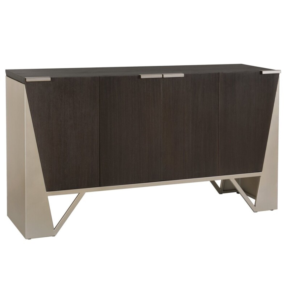 a4c3e57b4143d1df0be7acc4227ca0c0 Norman Wyatt Home Axall Four Door Credenza In A Gray Brown Finish On Walnut - Image 1