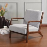 Dann Foley Lifestyle Gray Retro Solid Wood Frame Lounge Chair - Image 7