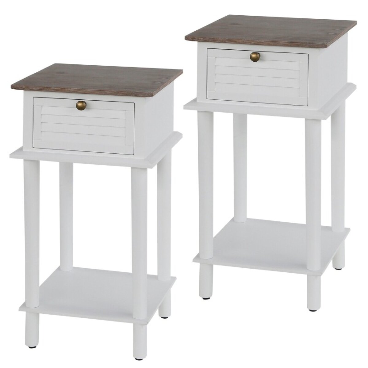 a5510f0308bf5f8ce227f869ec623adc Two Tone White Set Of 2 Wood Shutter Side Tables With One Drawer - Image 1