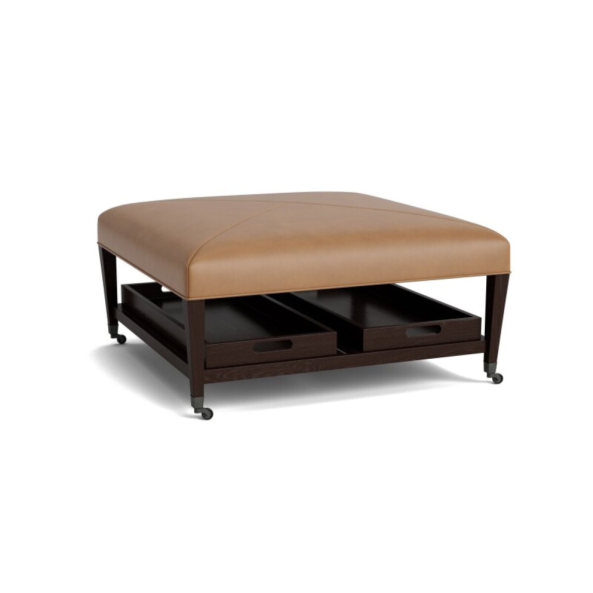 a56364bbffe45d78d8785ee7a452c97a Kara Leather Ottoman with Trays and Casters - Image 1