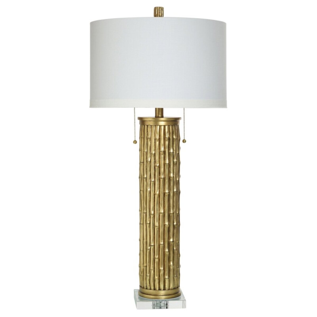 a588ef9b38c89a61f582f52b3f752d2c Burnished Gold Table Lamp With Twin Pull Chains Dann Foley Lifestyle 35in 60 Watts - Image 1