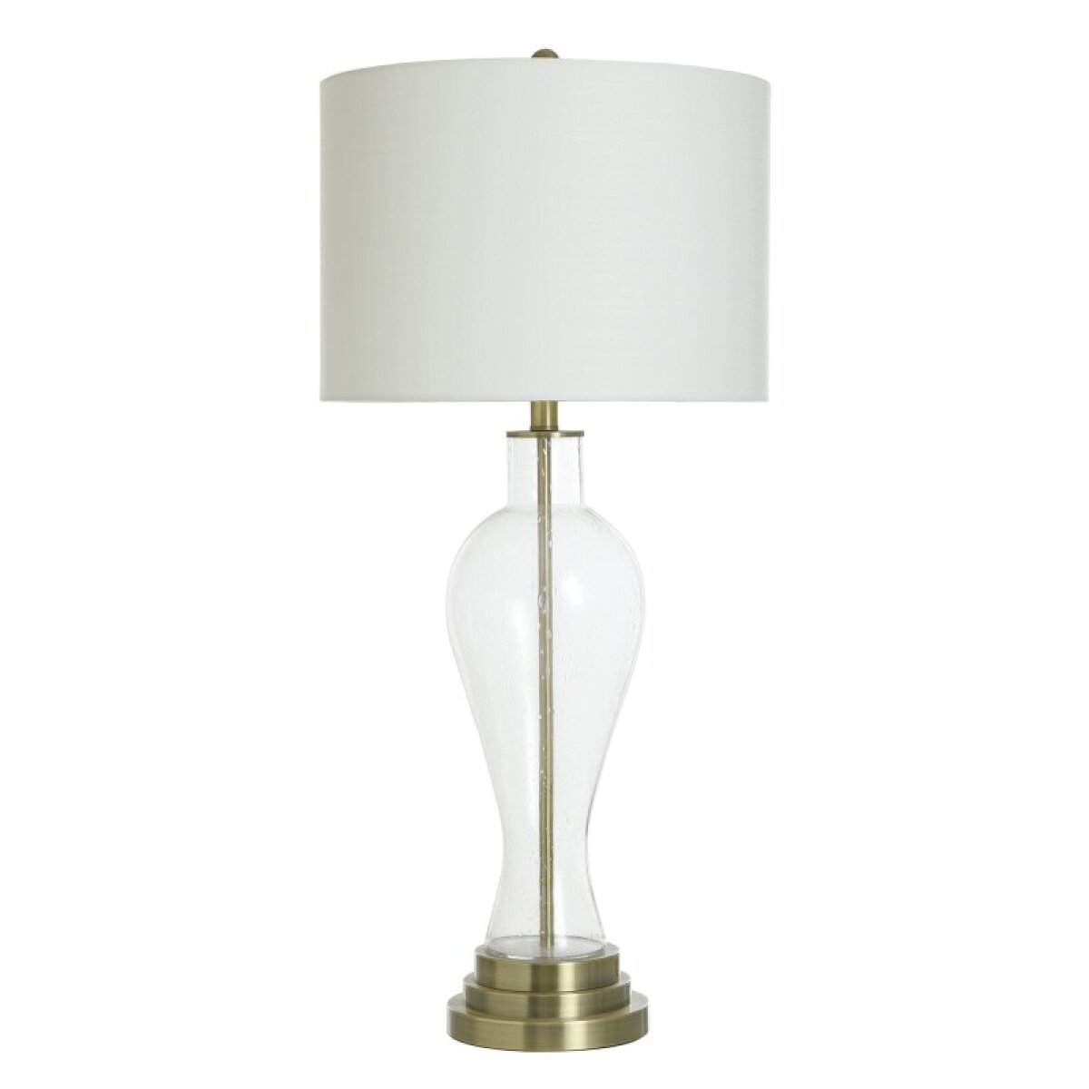 a61676f63423b7caced30664b2f517a2 Clear Seeded Table Lamp Urn Shaped Glass Base With Brushed Brass Metal Accents 150 Wat - Image 1
