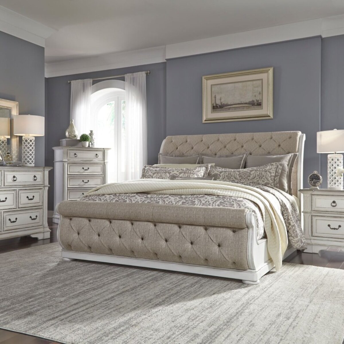 a67af971b117aad4b111fda38195bb0c Abbey Park King California Sleigh Bed, Dresser & Mirror, Chest, Night Stand - Image 1