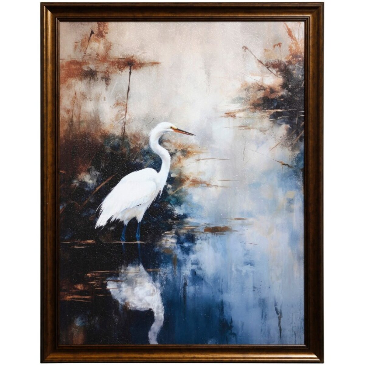 a69dd6e1a856062adc8ab4e6523d716a Egret In Lake Texture Framed Print - Image 1