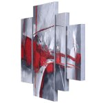 Astract Contemporary Hand Embellished Oil Painting In Series Tied Together By Brushed Aluminum Pip - Image 3