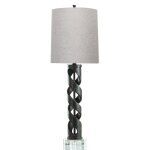 Munich Table Lamp | Slate Finished Resin Body With Crystal Base | Hardback Shade