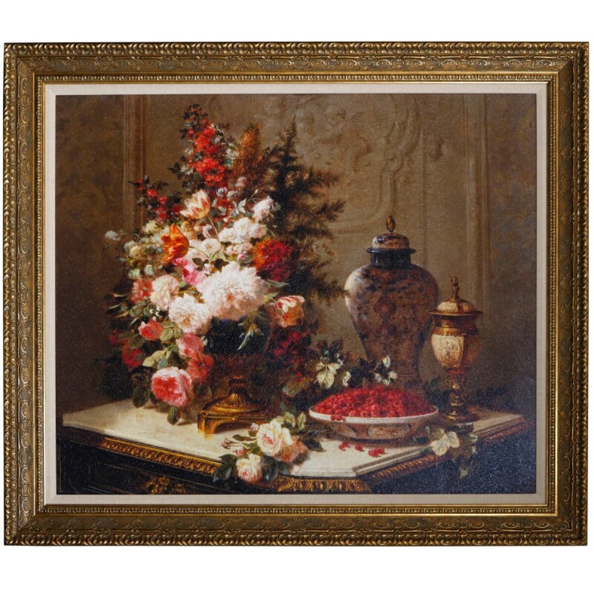 a6ea38c3a92f872a7648e338adc8932b Tulips And Other Flowers Texture Framed Print - Image 1