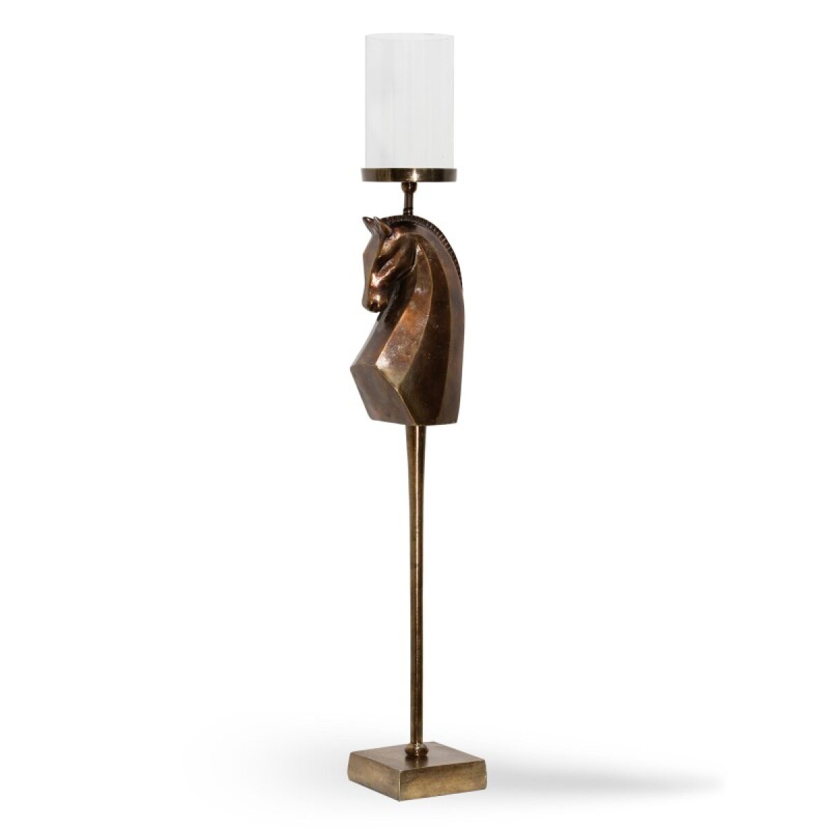 a848b92f64a54ae469487045c104b2be Bronze Stallion Large Horse Bust Sculpture Post With Glass Candle Hol - Image 1