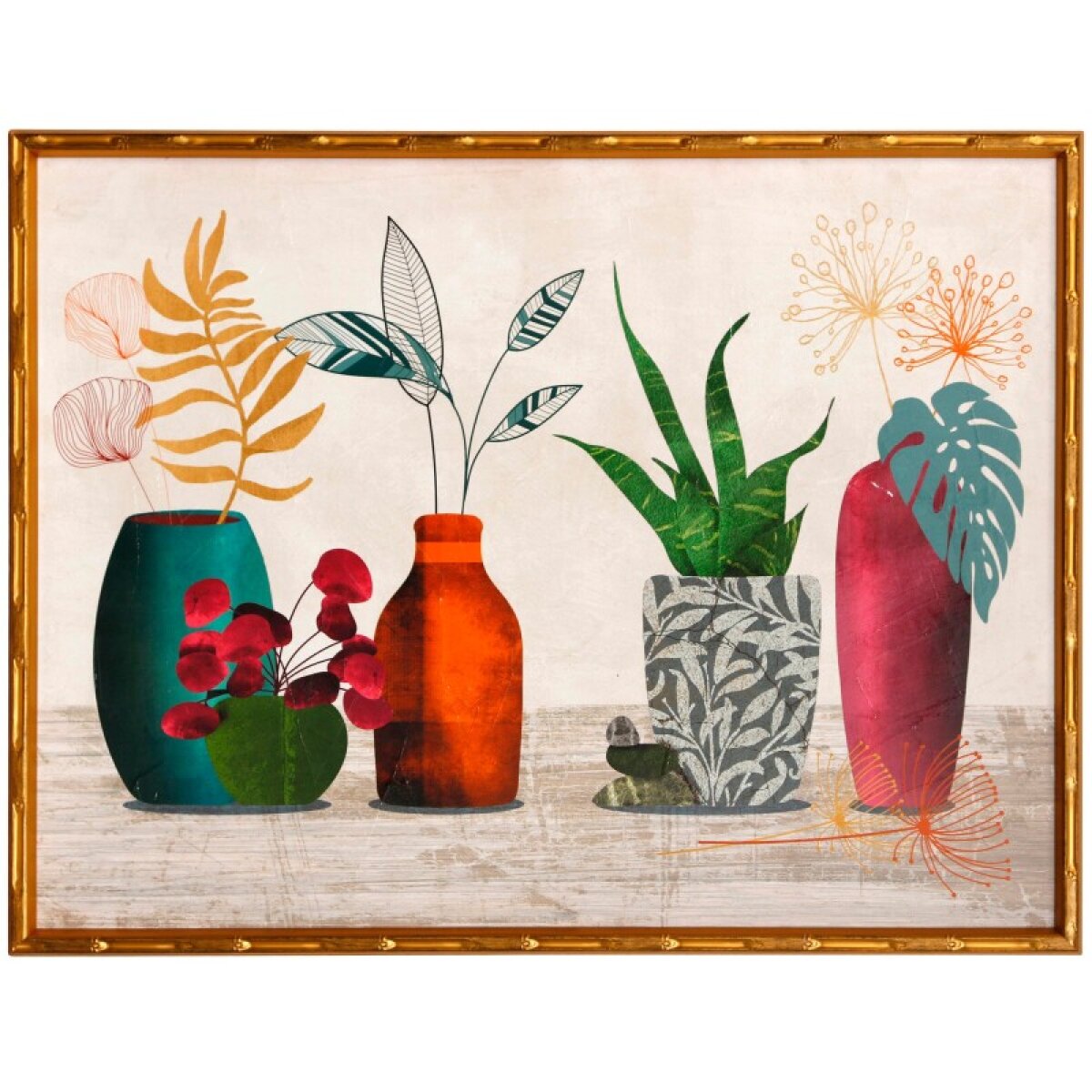a84fa66a8f23450b6c33703de368b853 Modern Ikebana Textured Framed Print - Image 1