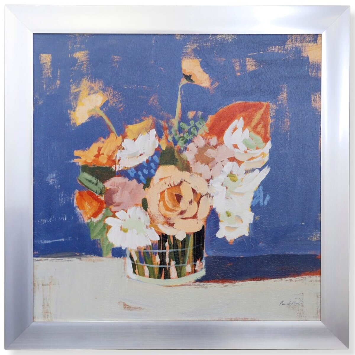 a8637ddb73cd9dddc958b59bac4ba1fa Peach & White Bouquet Textured Framed Print - Image 1