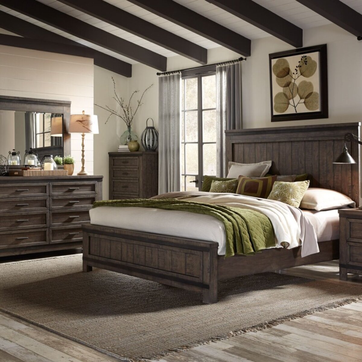 aa2443fccdee38e0331e5f7b6e54055f Thornwood Hills Queen Panel Bed, Dresser & Mirror - Image 1